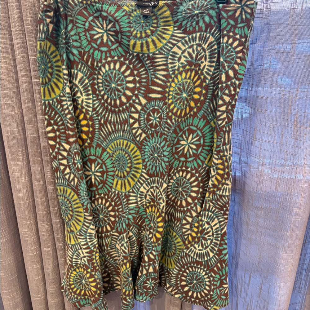 Women’s Vintage linen a line Skirt size 14 by east 5th elastic waist modest